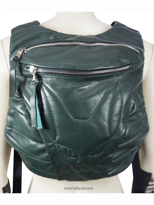 Зеленый кожаный рюкзак